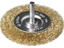 Щетка крацовка для дрели диск  75мм проволока витая латунированная Зубр Эксперт