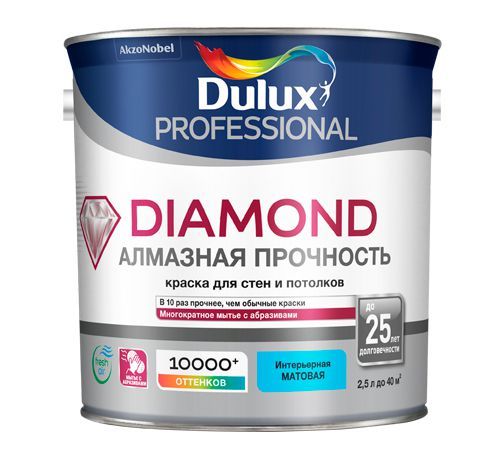 Краска Dulux Trade Diamond Extra Matt интерьерная матовая ослепительно белая 2,5л BW 10%