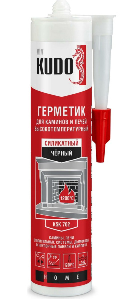 Герметик силикатный высокотемпературный для печей и каминов 280мл черный Kudo