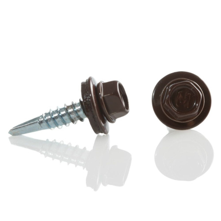 Саморез кровельный RAL8017 5,5х32 металл 250шт шоколадно коричневый Daxmer