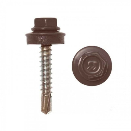 Саморез кровельный RAL8017 4,8х51 дерево 150шт шоколадно-коричневый Daxmer