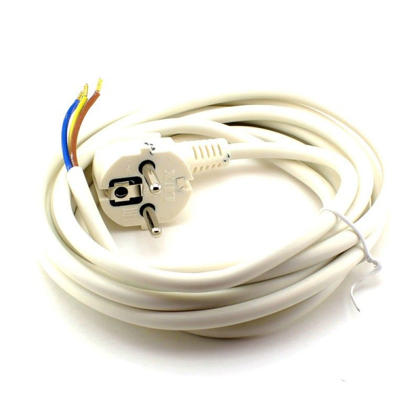 Шнур ПВС 3х1,5 с вилкой 1,0м белый с/з Lux