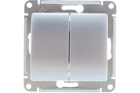 Выключатель механизм 2-кл алюминий б/индикатора Glossa