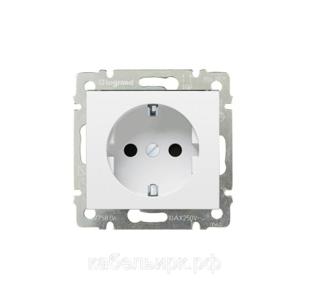 Розетка механизм 1-мест с/з белая Legrand Valena 