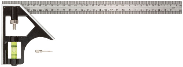 Угольник столярный 300мм металлический с уровнем Fit